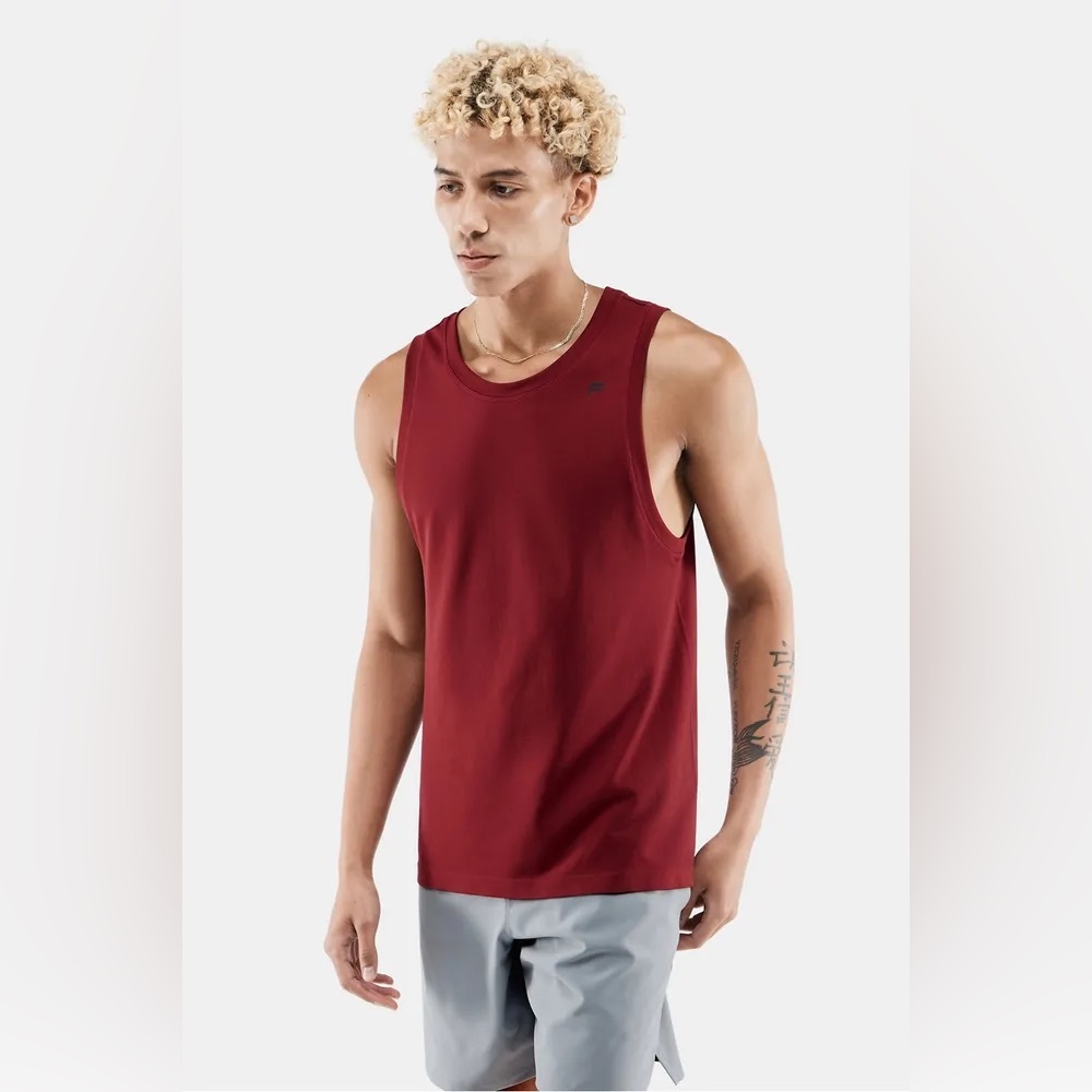 Fabletics Men's The Training Day Athletic Tank Top Burnt Red Size Large